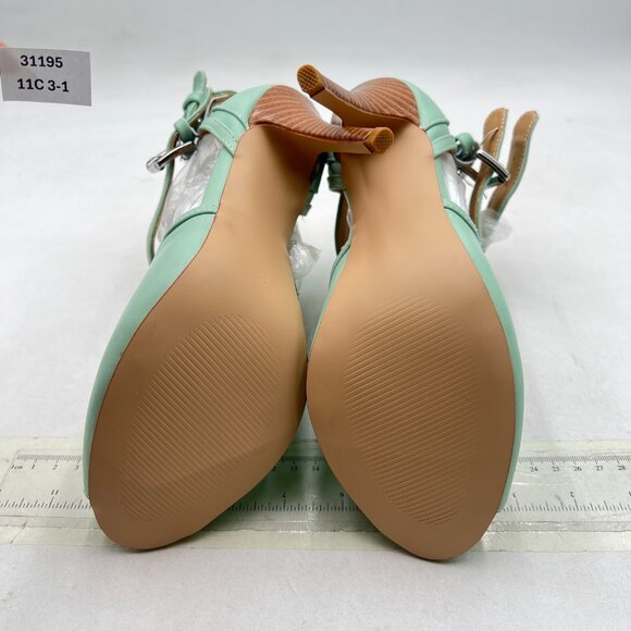 XYD Aquamarine Peep Toe Ankle Booties Dual Buckled Straps Stiletto Heels Sandal - Picture 7 of 8